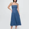 Denim midi-jurk