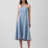 Denim midi-jurk