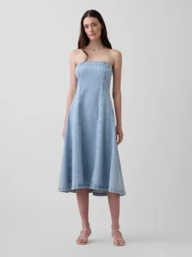 Denim midi-jurk