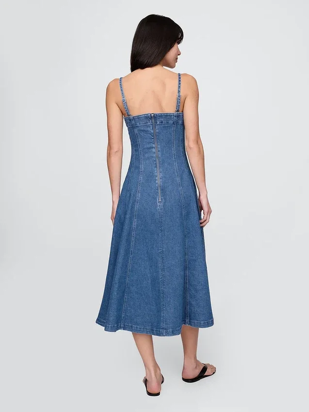 Denim midi-jurk