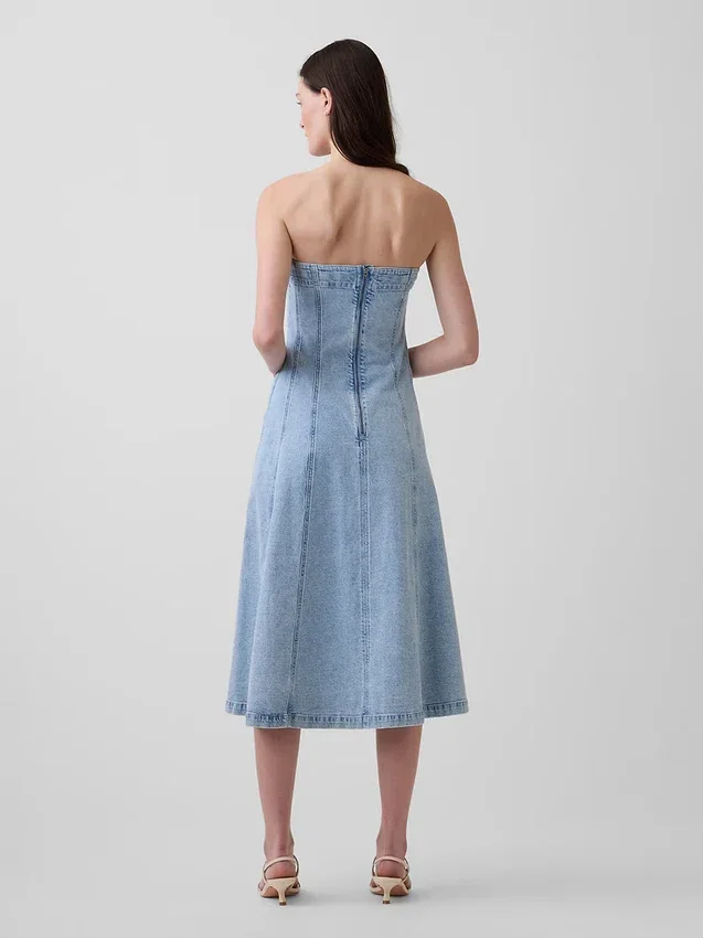 Denim midi-jurk