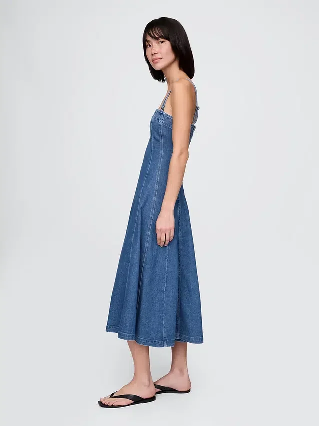 Denim midi-jurk