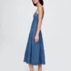Denim midi-jurk