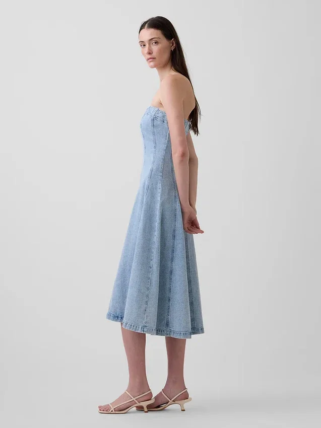 Denim midi-jurk