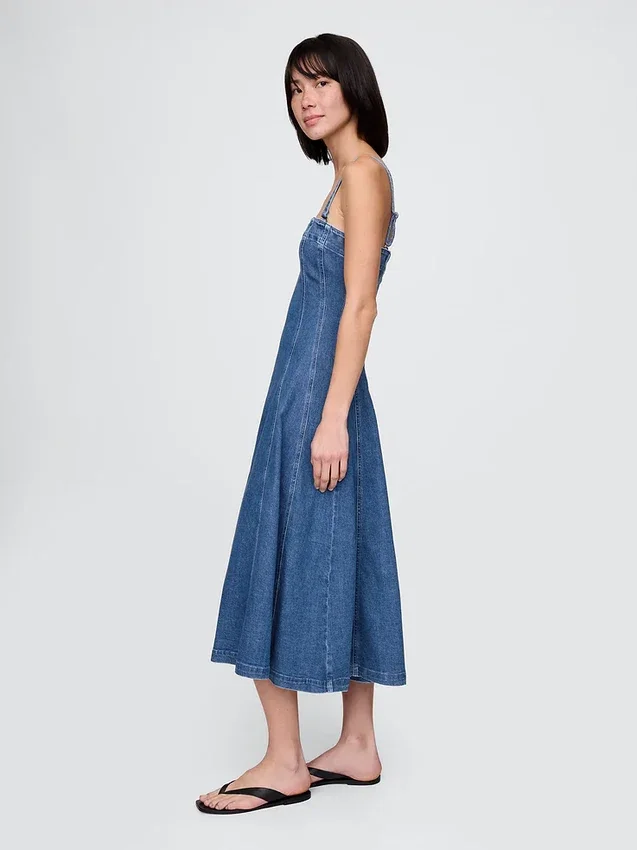 Denim midi-jurk