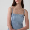 Denim midi-jurk