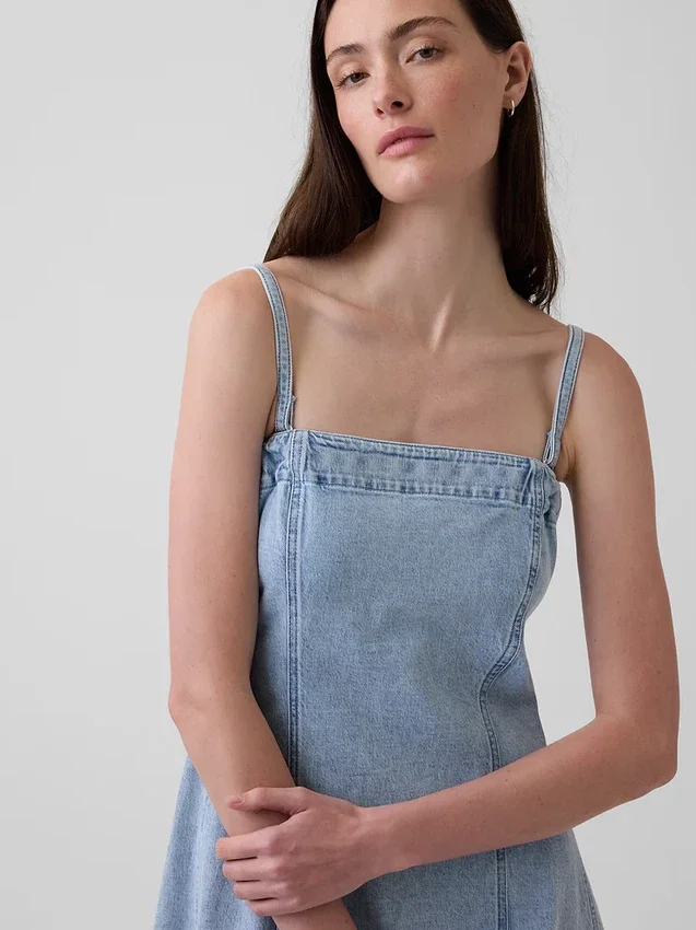 Denim midi-jurk