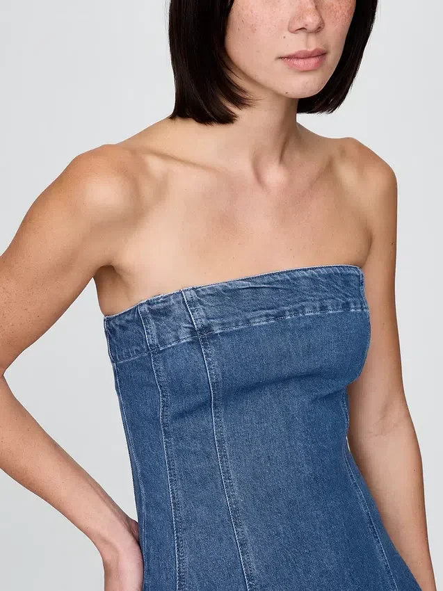 Denim midi-jurk