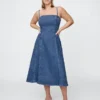 Denim midi-jurk