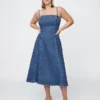 Denim midi-jurk