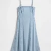 Denim midi-jurk
