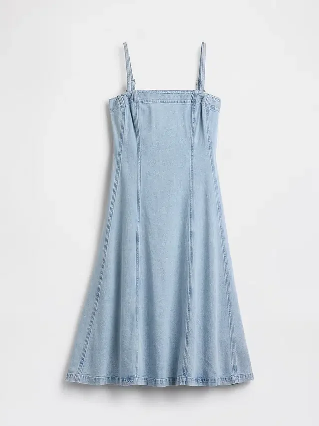 Denim midi-jurk