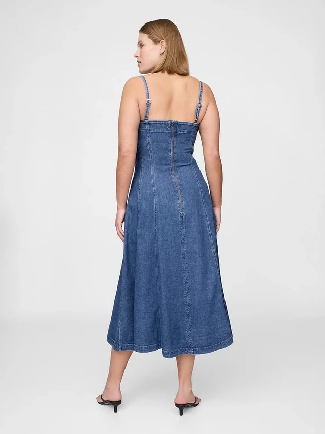 Denim midi-jurk