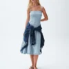 Denim midi-jurk