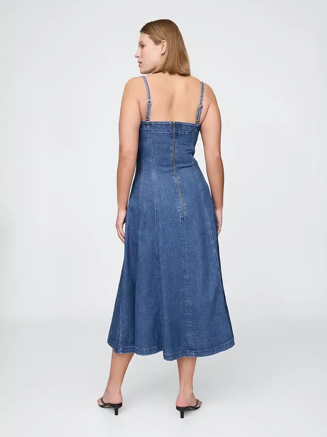 Denim midi-jurk