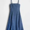 Denim midi-jurk