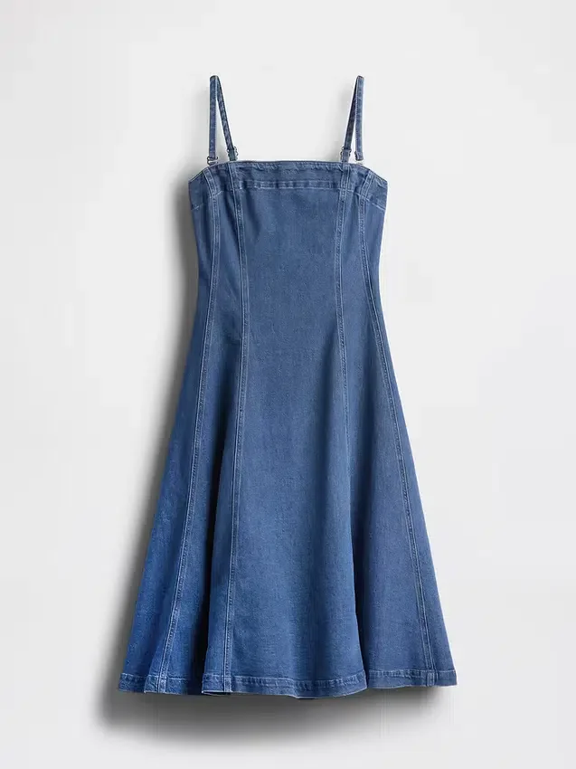 Denim midi-jurk