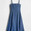 Denim midi-jurk