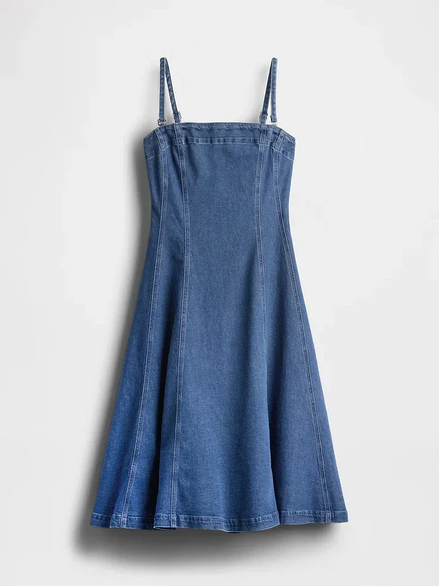 Denim midi-jurk