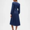 Denim midi-jurk met hartvormige halslijn