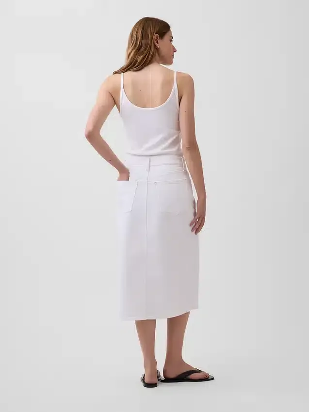 Denim midi-kokerrok