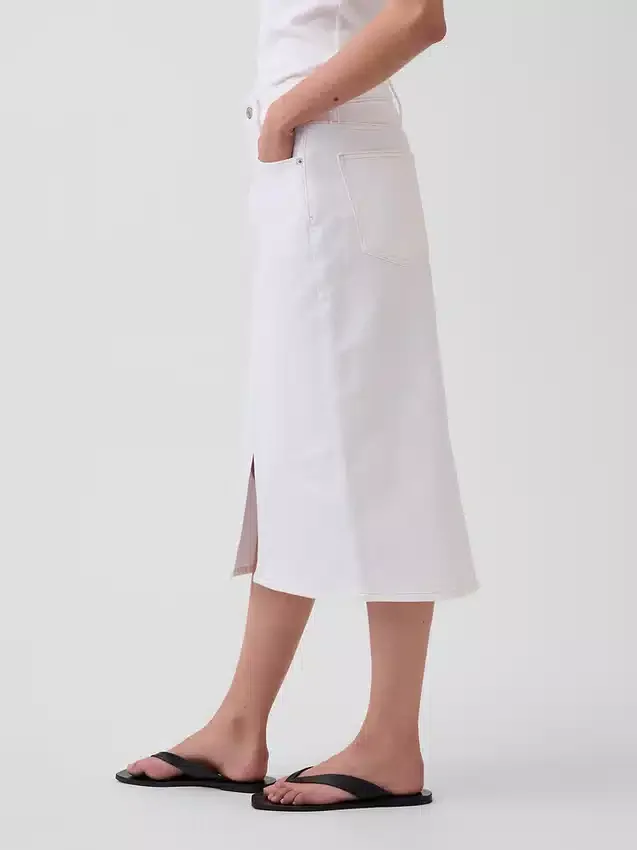 Denim midi-kokerrok