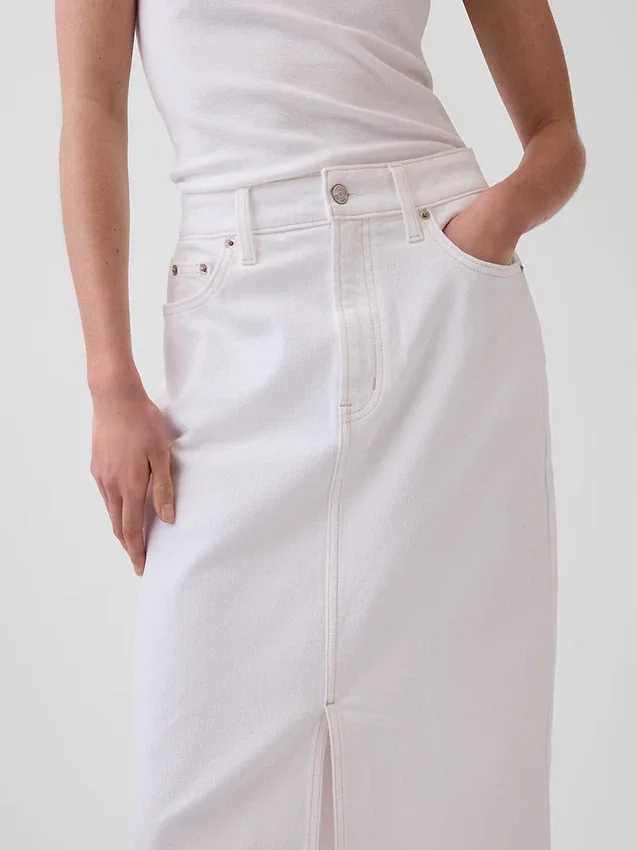 Denim midi-kokerrok