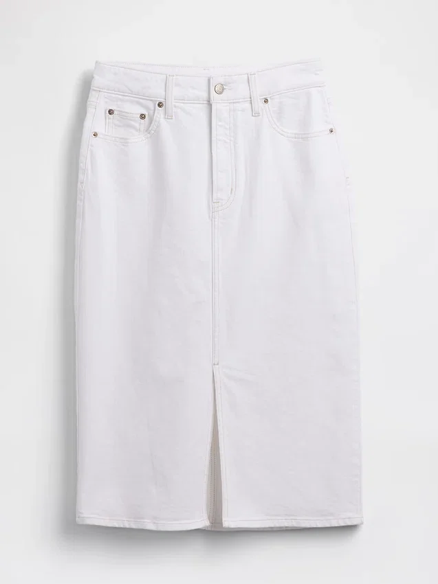 Denim midi-kokerrok