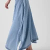 Denim midi-rok met handdoekzoom