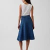Denim midi-rok met tulpvorm
