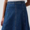 Denim midi-rok met tulpvorm
