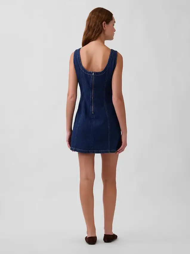 Denim mini-jurk met boothals