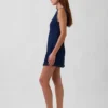 Denim mini-jurk met boothals