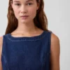 Denim mini-jurk met boothals