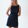 Denim mini-jurk met boothals