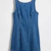 Denim mini-jurk met boothals en open rug