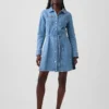 Denim mini-jurk met knoopsluiting