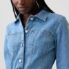 Denim mini-jurk met knoopsluiting