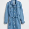 Denim mini-jurk met knoopsluiting
