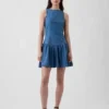Denim mini-jurk met lage taille