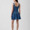 Denim mini-jurk met lage taille