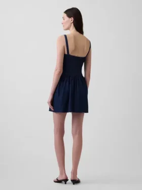 Denim mini-jurk met lage taille