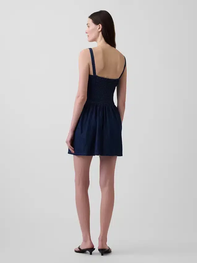Denim mini-jurk met lage taille