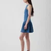Denim mini-jurk met lage taille