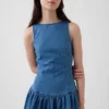 Denim mini-jurk met lage taille