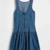 Denim mini-jurk met lage taille