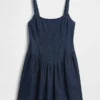 Denim mini-jurk met lage taille