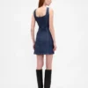 Denim mini-jurk met naden en knoopsluiting