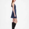 Denim mini-jurk met naden en knoopsluiting