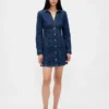 Denim mini-jurk met plooien